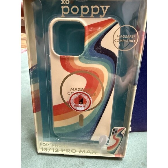 XO POPPY iPhone Case 12 13 PRO MAX Retro Vintage Style Wave Mag Safe Snap On NEW - Picture 1 of 4